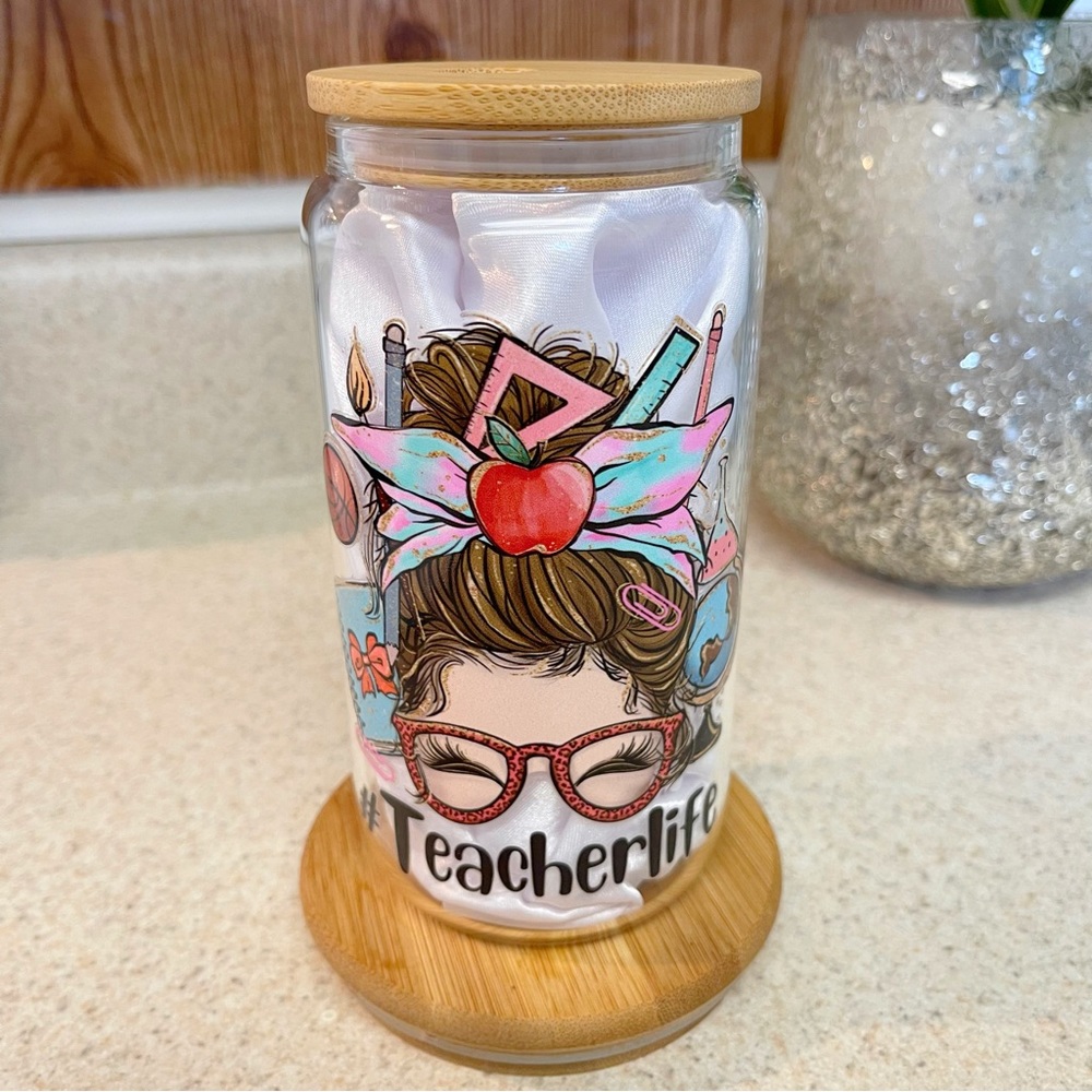 16 oz glass cup for teachers